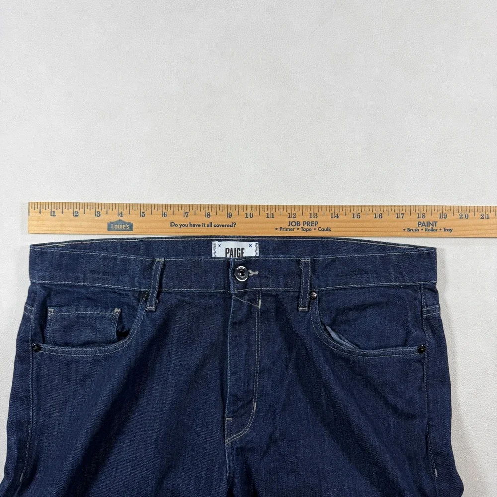 Paige‎ Normandie Mens Size 36x34 Dark Indigo Straight Leg Stretch Jeans USA Made